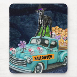 Großer Dänischer Hund Halloween-LKW Gruselige Nach Mousepad