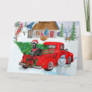 Großer Dänischer Hund in Weihnachtslieferwagen Sch Karte