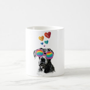 Großer Dänischer Hund mit Herzen Valentinstag Kaffeetasse