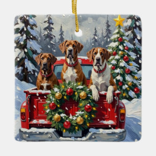 Großer Dänischer Weihnachts-Rot-LKW-Urlaub Keramikornament