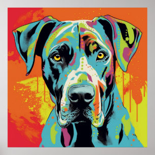 Großer Deutscher Dogge Abstrakte Pop-Art-Farbiges Poster