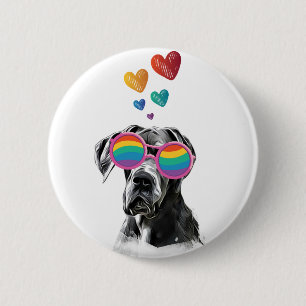 Großer Deutscher Dogge mit Herzen Valentinstag Button