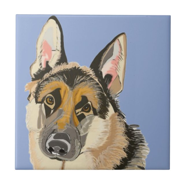 Großer Deutscher Schäferhund, Alsationshund Fliese (Vorderseite)