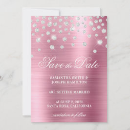 Grosser Diamond Confetti Pink Ombre Foil Save The Date