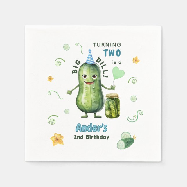Großer Dill-Gurken-Junge Geburtstag jedes Alter Serviette (Vorderseite)