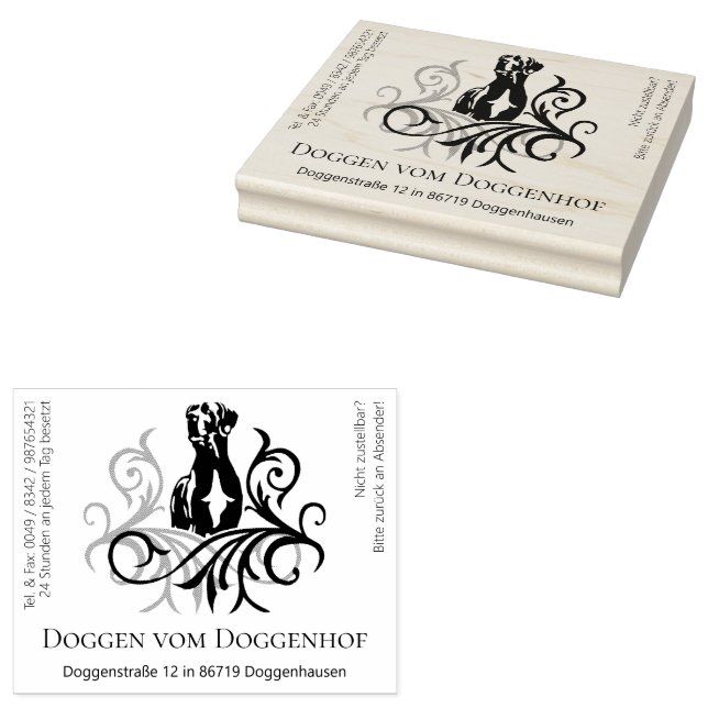 Großer Doggen Stempel viel Text (Stempel)