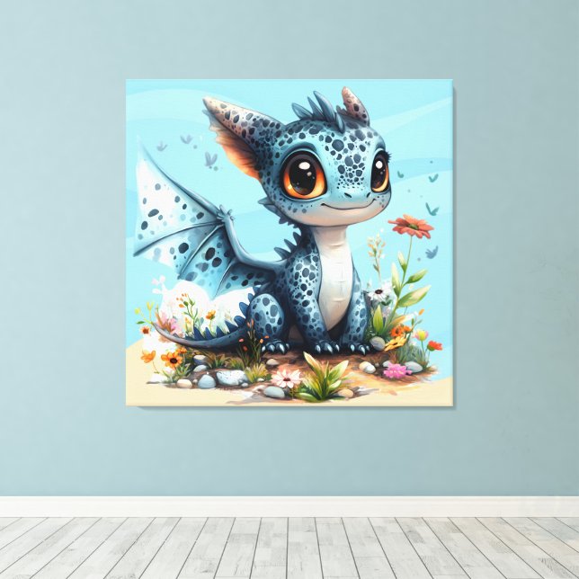 Großer Drache mit Augen Leinwanddruck (Insitu (Holzboden))