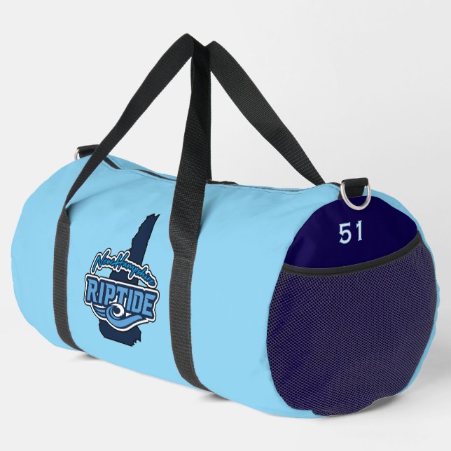 Großer Duffelbeutel mit individuelle Name und Numm Duffle Bag (Rechte Ecke)