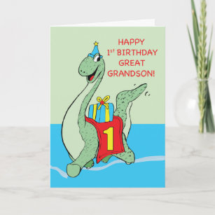 Großer Enkel, 1. Geburtstag Dinosaurier Karte