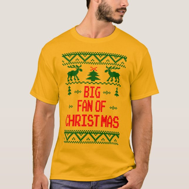 Großer Fan der Weihnachtshässlichen Strickjacke T-Shirt (Vorderseite)