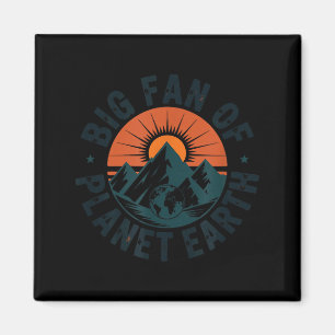 Großer Fan des Planeten Erde Retro 70er Regenbogen Magnet