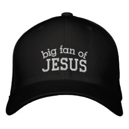 Großer Fan von Jesus Nur-Text - Bearbeitbar Bestickte Baseballkappe