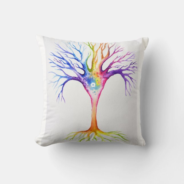 Großer farbenfroher neuronaler Baum Kissen (Vorderseite)
