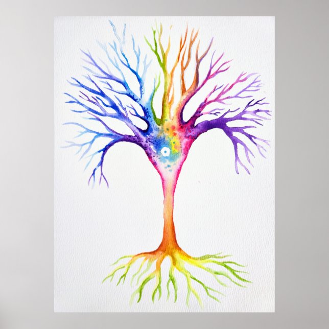 Großer farbenfroher neuronaler Baum Poster (Vorne)