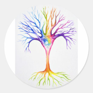 Großer farbenfroher neuronaler Baum Runder Aufkleber