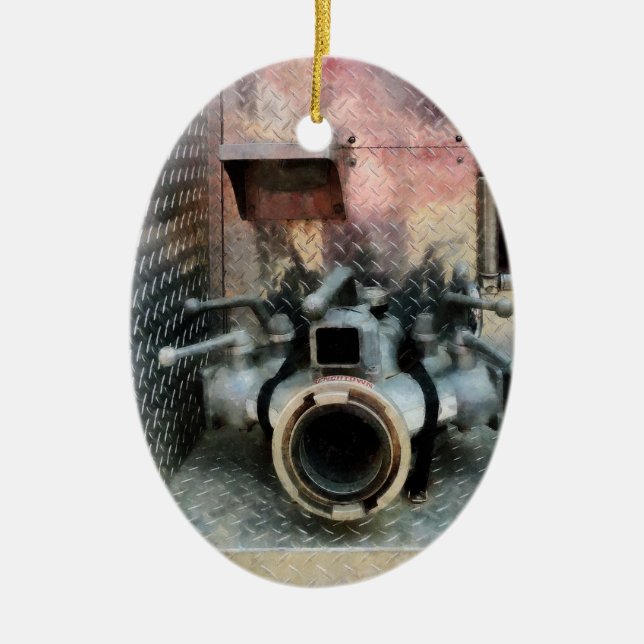 Großer Feuerlöschlauch Keramik Ornament (Vorne)