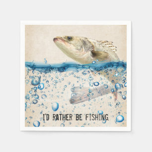 großer Fisch in Wasser mit Anführungszeichen Serviette