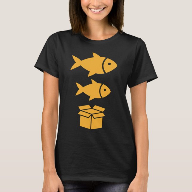 Großer Fisch, Kleiner Fisch, Karton T-Shirt (Vorderseite)