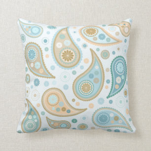 Großer flippiger Druck Paisleys (hellblauer Kissen