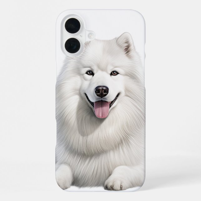 GROSSER FLUFFIGER WEISSER SAMOJEDENHUND iPhone HÜLLE (Rückseite)