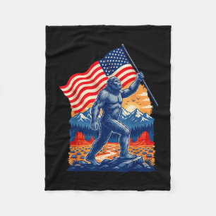 Großer Fuß Bigfoot Sasquatch amerikanische Flagge Fleecedecke