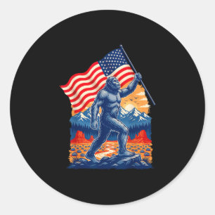 Großer Fuß Bigfoot Sasquatch amerikanische Flagge  Runder Aufkleber