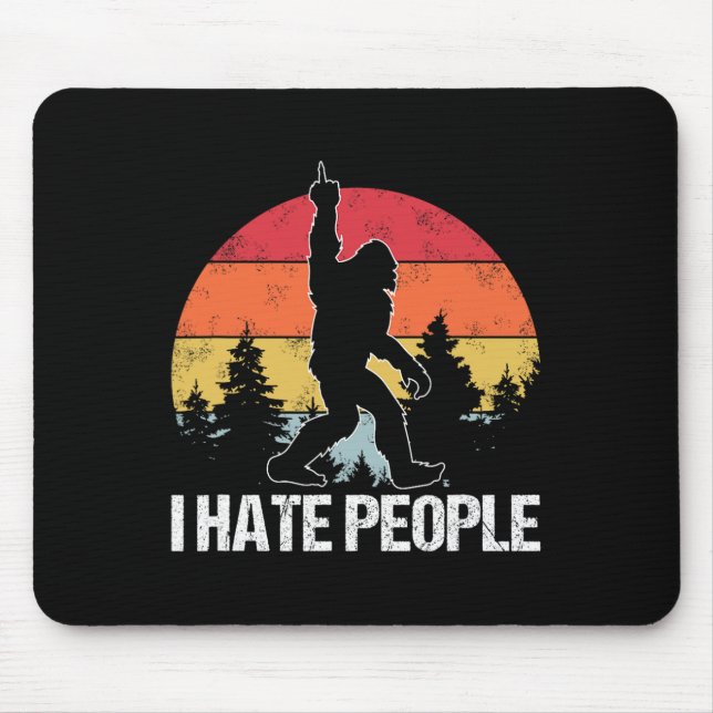 Großer Fuß Ich hasse Leute Mittelfinger Sasquatch  Mousepad (Vorne)