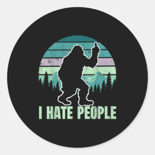 Großer Fuß Ich hasse Leute Mittelfinger Sasquatch Runder Aufkleber