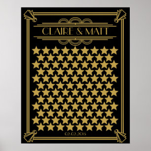 Großer Gatsby Art Deco Hochzeit Unterzeichnung Gäs Poster