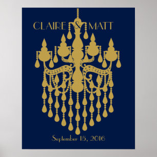 Großer Gatsby Art Deco Hochzeit Unterzeichnung Gäs Poster