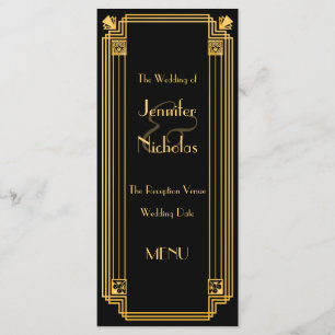 Großer Gatsby Zwanzigerjahre Kunst-Deko Menükarte