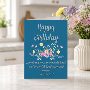 Großer Geburtstag Mama Blau Florales Schrifttext Karte
