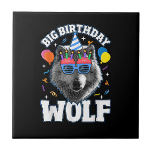 Großer Geburtstags-Wolf für Wölfe Fliese