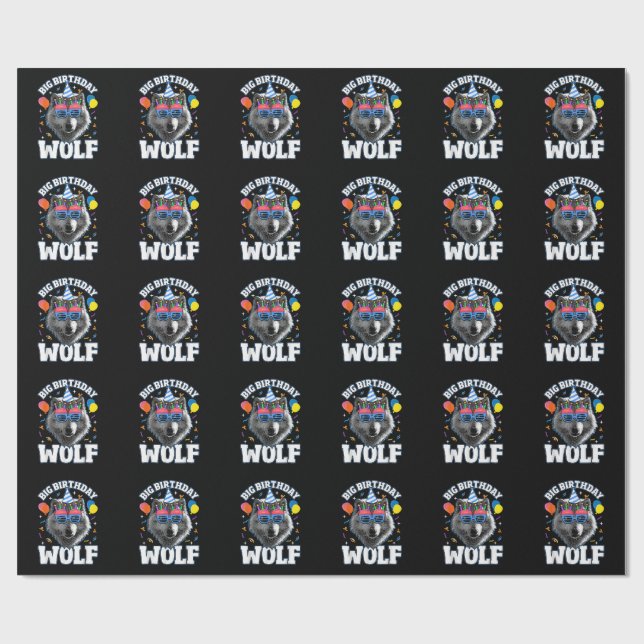 Großer Geburtstags-Wolf für Wölfe Geschenkpapier (Flach)