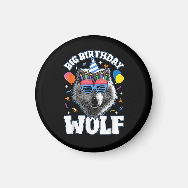 Großer Geburtstags-Wolf für Wölfe Magnet (Vorne)