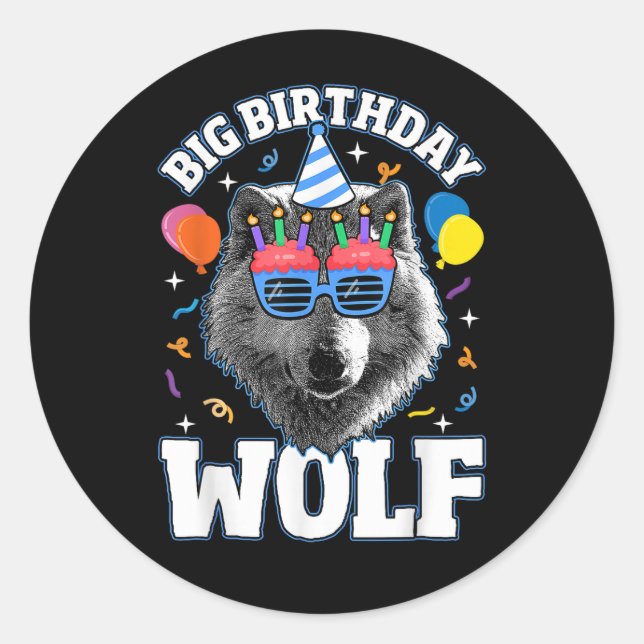 Großer Geburtstags-Wolf für Wölfe Runder Aufkleber (Vorderseite)