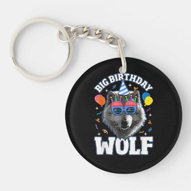 Großer Geburtstags-Wolf für Wölfe Schlüsselanhänger (Vorderseite)