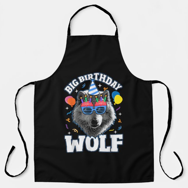 Großer Geburtstags-Wolf für Wölfe Schürze (Vorderseite)