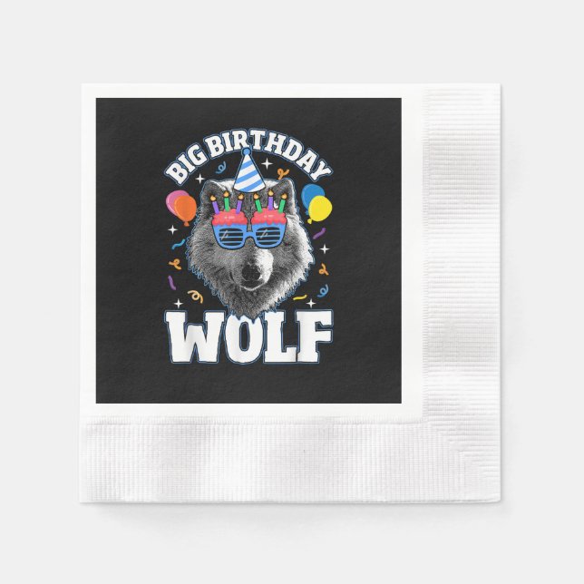 Großer Geburtstags-Wolf für Wölfe Serviette (Vorderseite)