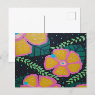 Grosser Gelber Hibiskus in Schwarz Postkarte