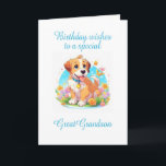 Großer Grandson Birthday Puppy Dog Karte<br><div class="desc">Eine Geburtstagskarte für einen Urenkel,  der einen Hund Liebe. Ein niedlicher Welpe lächelt zu sagen Geburtstag wünscht. Ein brauner Welpe mit Blume und Schmetterlingen,  die Geburtstagswünsche senden.</div>