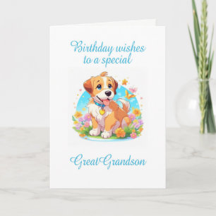 Großer Grandson Birthday Puppy Dog Karte