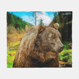 Großer Grizzlybär und schöne Gebirgslandschaft Fleecedecke
