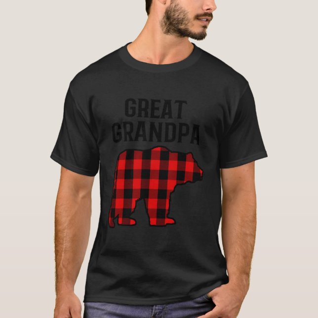 Großer Großvater gibt Red Black Buffalo Karierter  T-Shirt (Vorderseite)