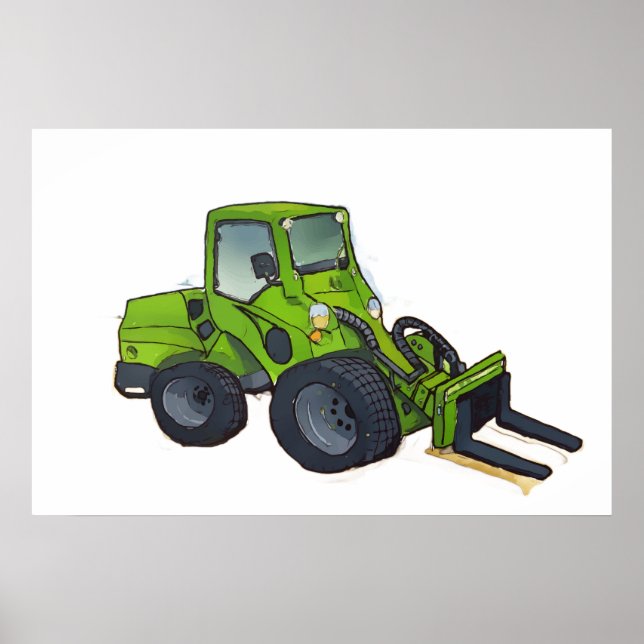 Großer grüner Telehandler-Gabelstapler Poster (Vorne)