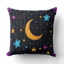 Großer Halbmond und zahlreiche Sterne