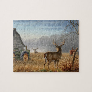 Großer Hirschkampf auf dem Bauernhof Puzzle