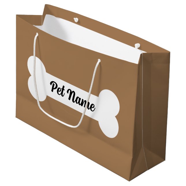 Großer Hundeknochen-Geschenksack für neuen Haustie Große Geschenktüte (Vorderseite Schrägansicht)