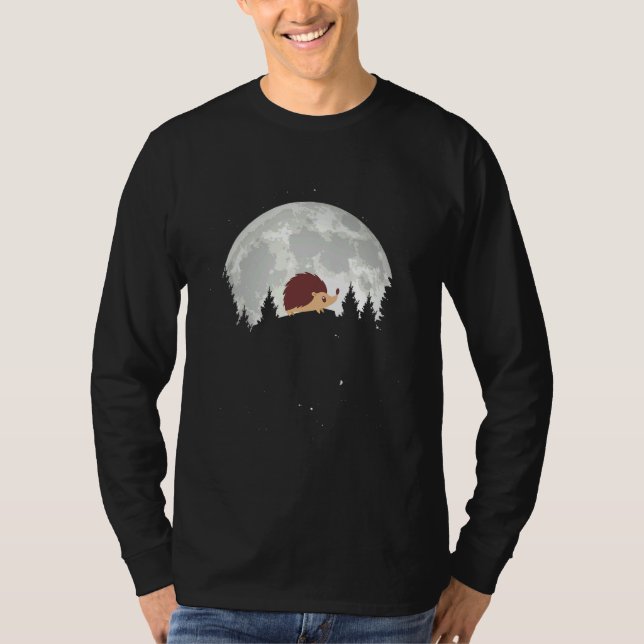 Großer Igel bei Vollmond-Design T-Shirt (Vorderseite)