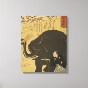 Großer importierter japanischer Vintage-Elefant Ku Leinwanddruck